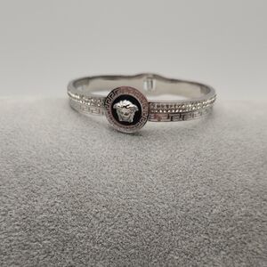 Silver Stainless Steel Medusa-Style Bangle – Waterproof & Tarnish Proof